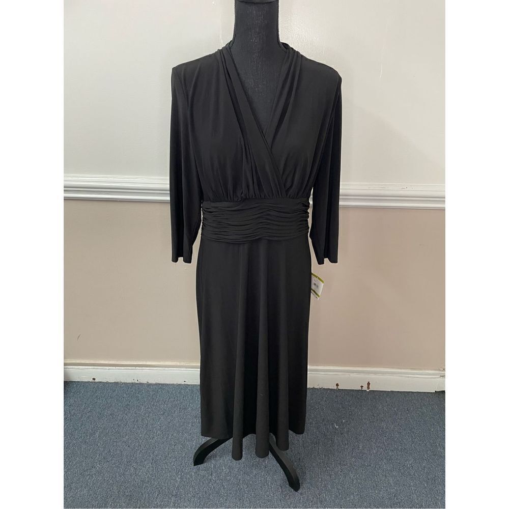 NWT Kasper Black V-neck Dress Size 14